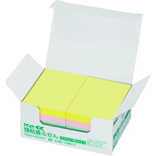 Kokuyo强胶粘贴纸K2 75 x 50 10柔和混合颜色K2 MAE KP7550x10