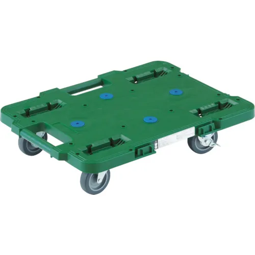 Trusco塑料扁式购物车货车400x600 4车轮与塞子绿色