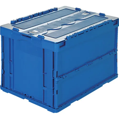 Trusco Oricon折叠容器50L，带滑块锁盖深蓝色