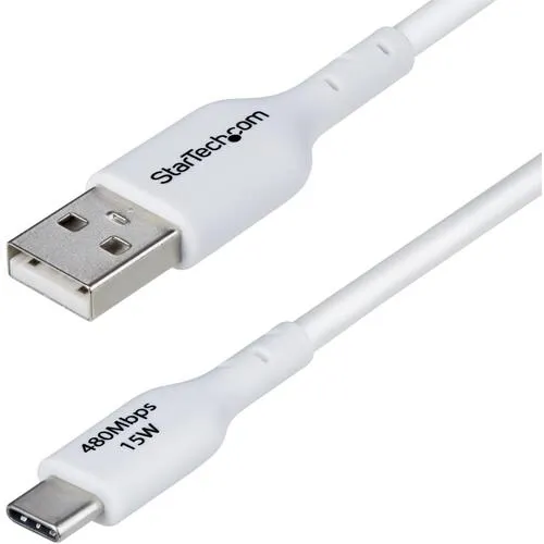 ＳｔａｒＴｅｃｈ　ＵＳＢケーブル／ＵＳＢ　２．０　Ｔｙｐｅ－Ａ　－　Ｔｙｐｅ－Ｃ／２ｍ／３Ａ　１５Ｗ／オス－オス／ホワイト／充電コード