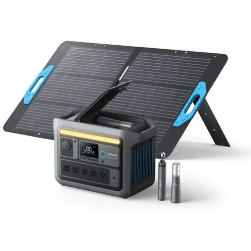 Anker便携式功率 +太阳能电池板SOLIX C800加上深灰色，带有SOLIX PS100捆绑包