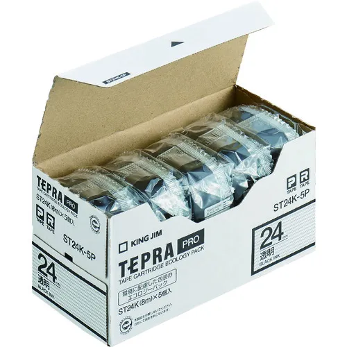 国王吉姆[funine]“ tepra”专业录像带24mm Eco Pack（5件） /透明标签 /黑色字母长度8m