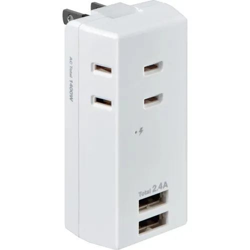 Elpa Lightning抗USB TAPS，带有3个插座，2个端口，2.4a