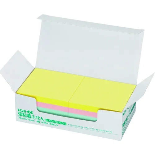 Kokuyo强粘合粘性贴纸K2 75 x 75 10柔和混合颜色K2 MAE KP7575x10