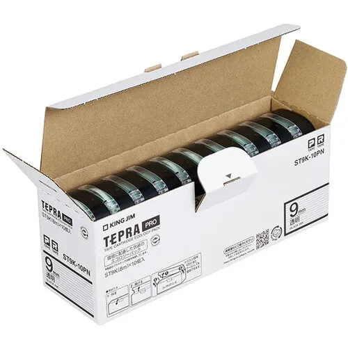 国王吉姆[funine]“ tepra”专业录像带9mm Eco Pack（10件） /透明标签 /黑色字母长度8M