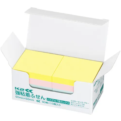 Kokuyo强粘合粘性贴纸K2 50 x 50 10柔和混合颜色K2 MAE KP5050x10