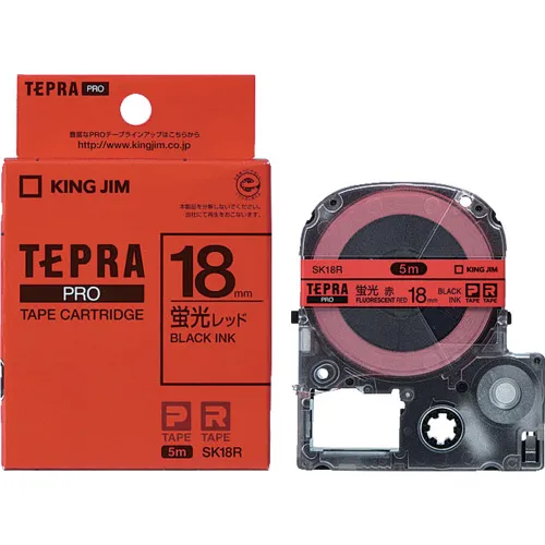 国王吉姆[fure]“ tepra”专业录像带18mm红色标签（荧光色） /黑色字母长度5m