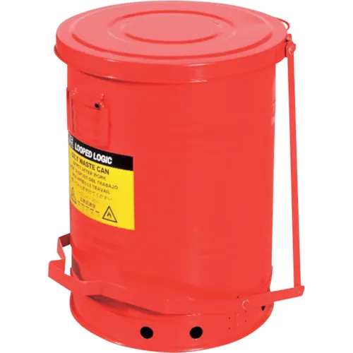 Safran防火垃圾罐用于油性废物53L（14GL）环氧涂层钢大约3mm厚，用腿踏板打开/关闭