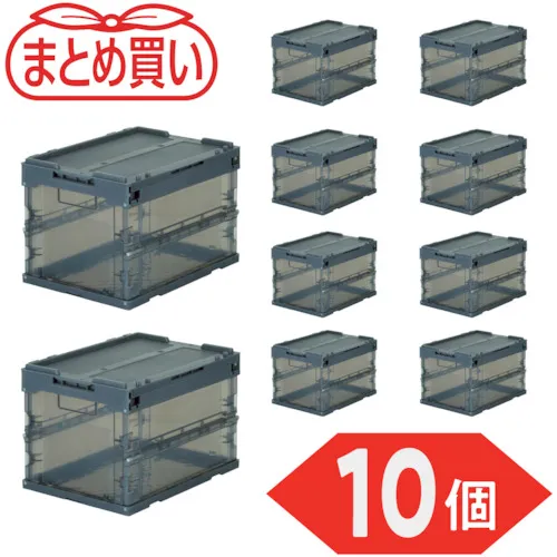 trusco [散装购买] Oriconα折叠容器Skelecon 20L（带盖）透明的黑色10件