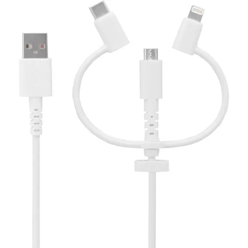 [停产] Owltech 3一合一闪电适配器和USB Type-C适配器包括MICROUSB电缆白色100厘米