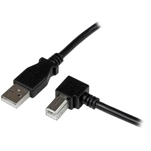 Startech USB 2.0电缆/2M/type-a- L型右定向类型B/480Mbps/雄性/黑色/黑色/类型B