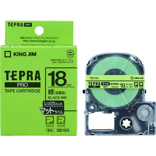 国王吉姆[funine]“ tepra”专业胶带18mm磨砂标签/绿色标签/黑色字母长度8m