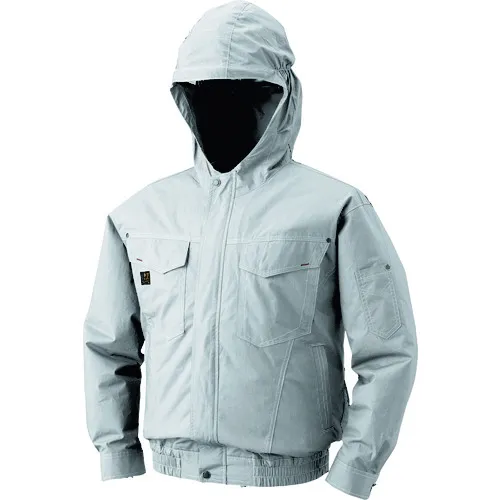 空调服装，薄棉餐具空调服装®带有引擎盖，仅银，l