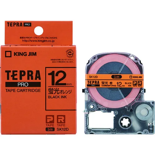 吉姆国王[fure]“ tepra”专业胶带12mm橙色标签（荧光色） /黑色字母长度5m
