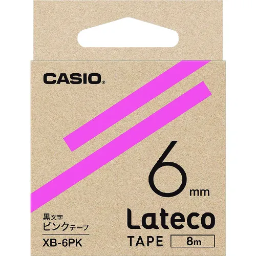 casio lateco特殊灌注胶带6mm粉红色胶带与黑色文字