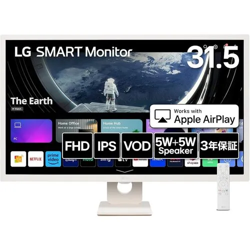 LG 31.5英寸全高清智能监视器（1920x1080/ips/hdmix2/usbx2/tilt/white Stand/3年保修）